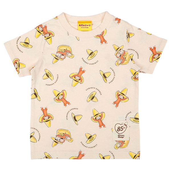 【SALE】[ベビー]半袖Ｔシャツ　総柄　おさるのジョージ アイボリー 90cm