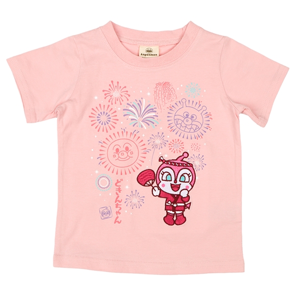 【SALE】[ベビー]半袖和柄Ｔシャツ　刺繍　アンパンマン　ピンク ピンク 80cm