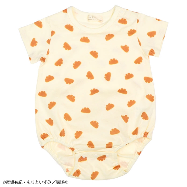 半袖ロンパース　パンどうぞ　総柄 アイボリー 80cm