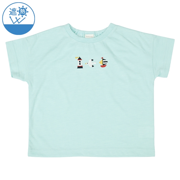 [ベビー]半袖　Ｔシャツ　遮熱　刺しゅう サックス サックス 70cm