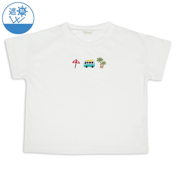 [キッズ]半袖　Ｔシャツ　遮熱　刺しゅう オフホワイト オフホワイト 110cm