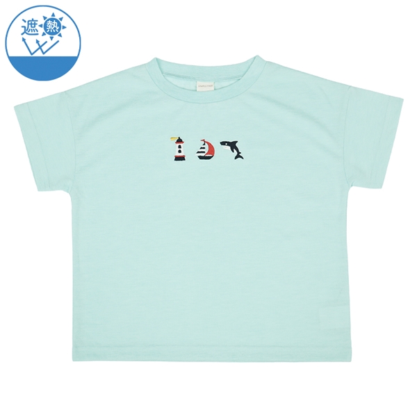[キッズ]半袖　Ｔシャツ　遮熱　刺しゅう サックス サックス 110cm