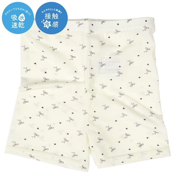 【再値下】【SALE】[キッズ]1分丈スパッツ　超冷感　リボン　オフホワイト オフホワイト 100cm