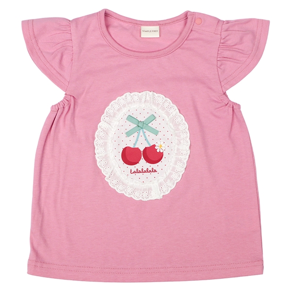 【SALE】[ベビー]半袖Ｔシャツ　生地貼り　ピンク ピンク 80cm