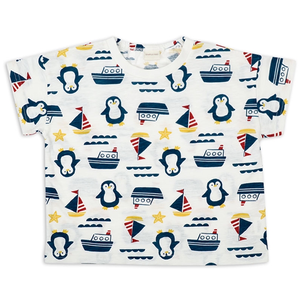 [ベビー]半袖　Ｔシャツ　総柄　オフホワイト オフホワイト 80cm