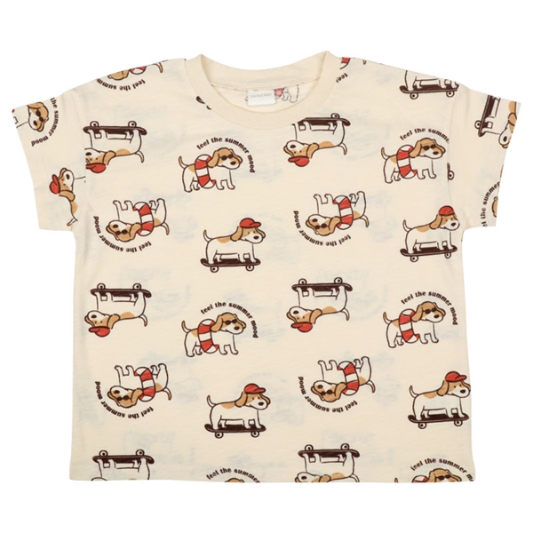 [キッズ]半袖　Ｔシャツ　総柄　クリーム クリーム 100cm