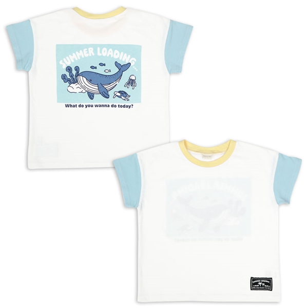 [キッズ]半袖　Ｔシャツ　バックプリント　サックス サックス 100cm