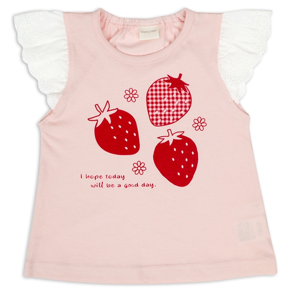 [ベビー]半袖Ｔシャツ　袖レース　ピンク ピンク 80cm