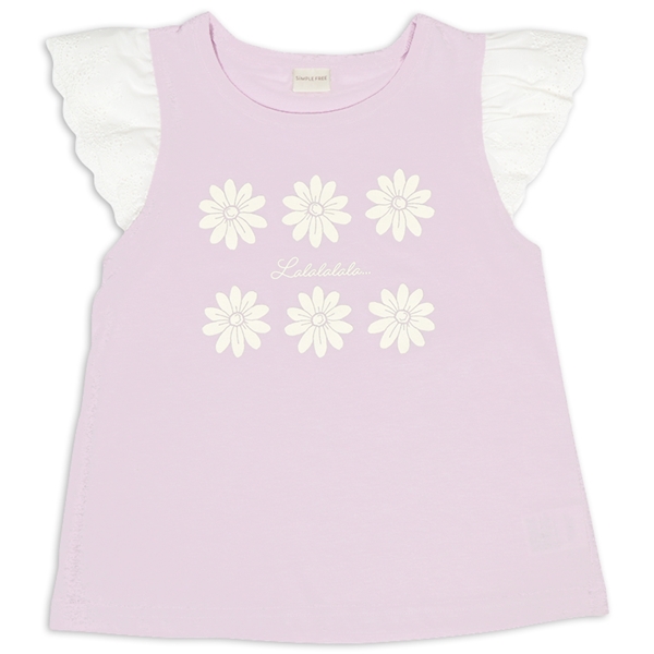 [キッズ]半袖Ｔシャツ　袖レース　パープル パープル 100cm