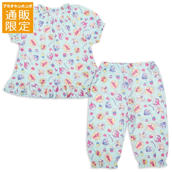 【通販限定】[キッズ]フリルパジャマ　アンパンマン　サックス サックス 100cm