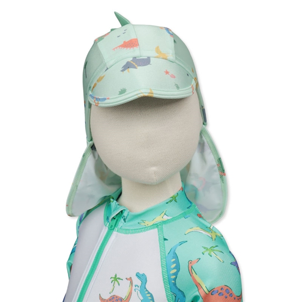 [42～52cm]スイムキャップ たれつき 恐竜 グリーン 42~52cm