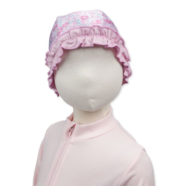 [48～52cm]スイムキャップ 花柄フリル ピンク 48~52cm
