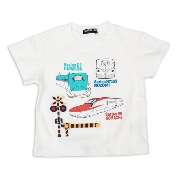 [キッズ]新幹線遮断機Ｔシャツ　ホワイト ホワイト 100cm