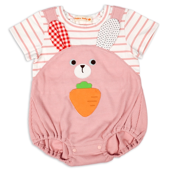 【SALE】アニマルロンパース　うさぎ　ピンク ピンク 70cm
