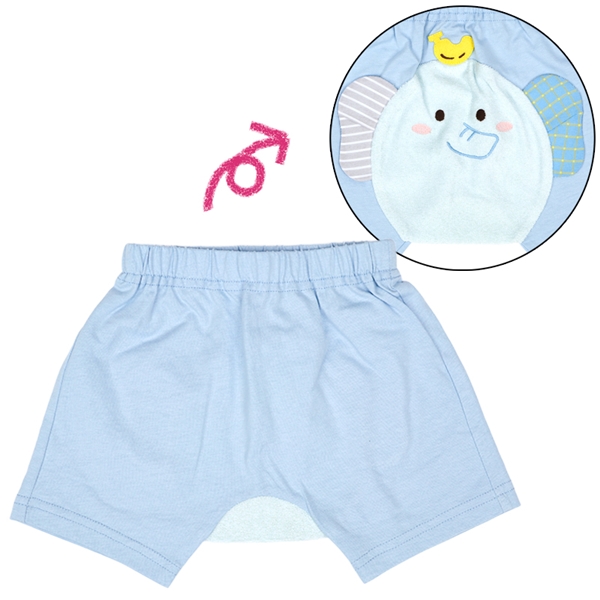 【SALE】おしりアニマルパンツ　ゾウ　サックス サックス 70cm