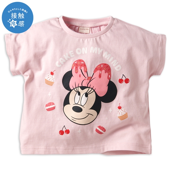 [ベビー]半袖Tシャツ　ミニー　接触冷感　ピンク ピンク 80cm