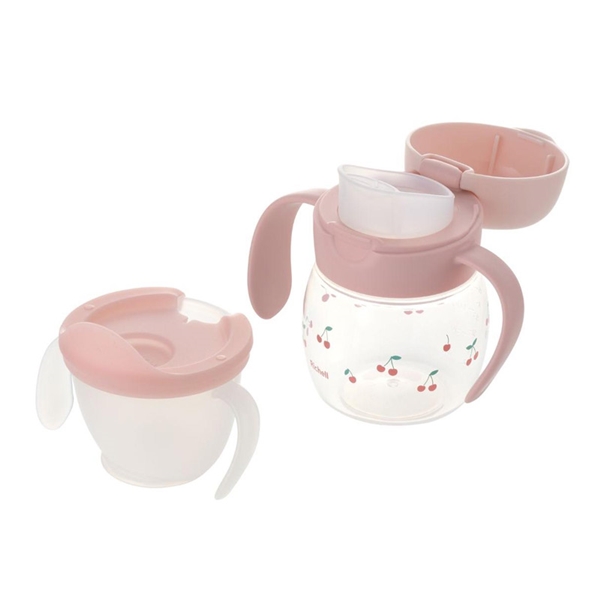 [200ml＋100ml]TLI(トライ)コップ飲み マスターセットR ピンク 200ml＋100ml