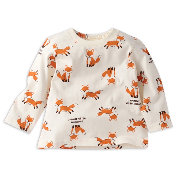 [ベビー]長袖　Ｔシャツ　総柄　オレンジ オレンジ 70cm