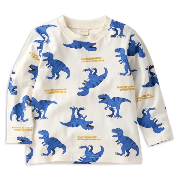 [キッズ]長袖　Ｔシャツ　総柄　ブルー ブルー 100cm