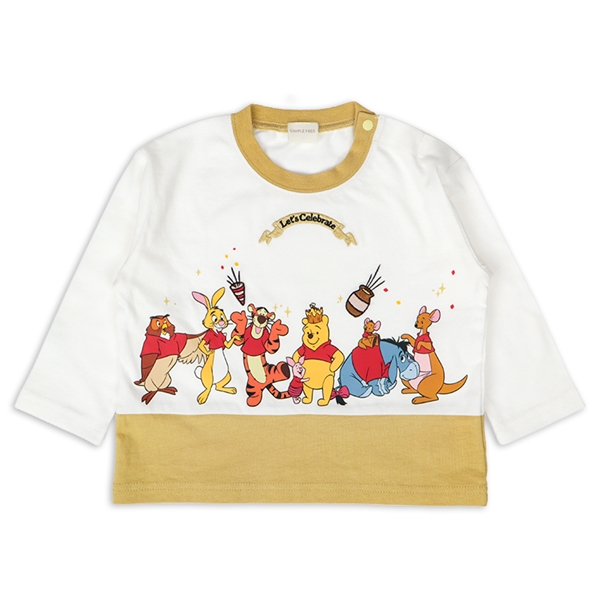 [ベビー]長袖Tシャツ　切替　プー　オフホワイト オフホワイト 80cm