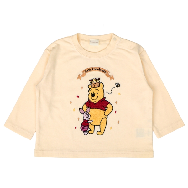 [ベビー]長袖Tシャツ　さがら刺しゅう　プー　ベージュ ベージュ 80cm