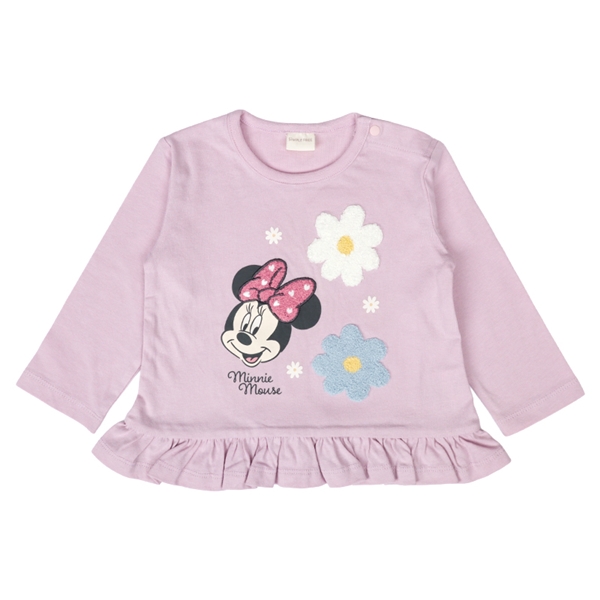 [ベビー]長袖Tシャツ　さがら刺しゅう　ミニー　ピンク ピンク 80cm