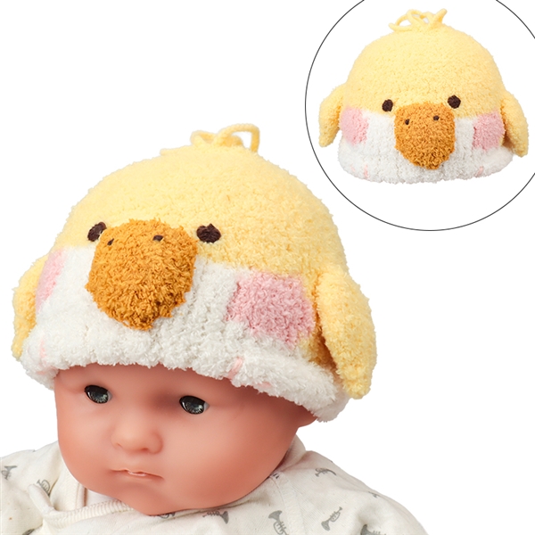 [40~48cm]ニット帽　アニマルモコモコ　かぞく　オカメインコ イエロー 40~42cm