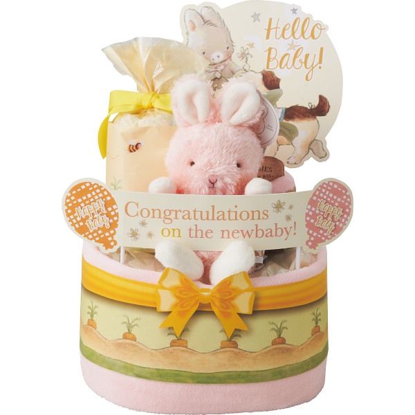 バニーズバイザベイおむつケーキ２段ピンク (お祝いギフト) 送料当社負担