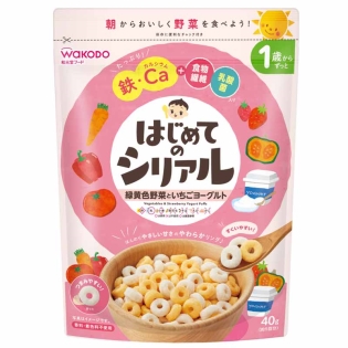 はじめてのシリアル 緑黄色野菜といちごヨーグルト