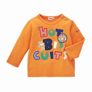 【再値下】【SALE】[ユニセックス][ベビー]Ｔシャツ　オレンジ　[ミキハウス　ホットビスケッツ] オレンジ 80cm
