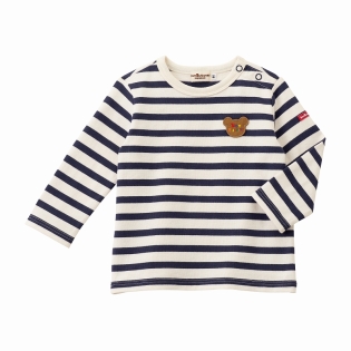 【SALE】[キッズ]Ｔシャツ　紺×白　[ミキハウス　ホットビスケッツ] 110cm