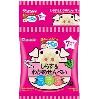 吊り下げ菓子 赤ちゃんのおやつ+Ca しらす&わかめせんべい 4連