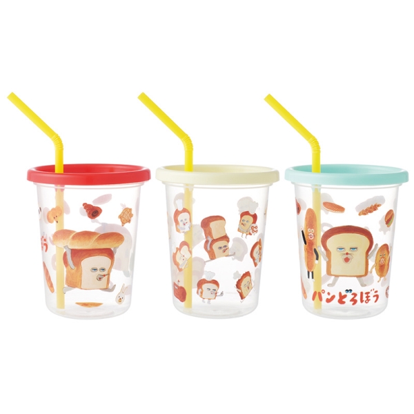 [320ml]ストロー付タンブラー 3個 パンどろぼう