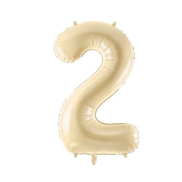 ナンバーバルーン「2」 ベージュ