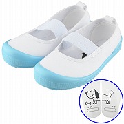 [12.5～16cm]布カラーバレエシューズ　中敷きプリント　サックス