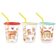 [320ml]ストロー付タンブラー 3個 パンどろぼう