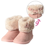 【SALE】[14.0cm]リボンファーブーツ　ピンク