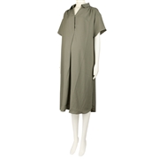 【SALE】[授乳しやすい]半袖シャツワンピース　カーキ