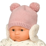 【SALE】[42～44・44～46・46～48cm]ニット帽　ファーマフ　ピンク