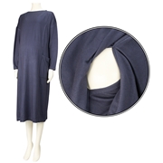 【SALE】[授乳口付き]長袖デニムライクワンピース　ネイビー
