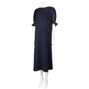 【SALE】[授乳機能付き]袖シフォン使いワンピース　ネイビー