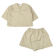 【再値下】【SALE】[ベビー]ノーカラージャケットキュロットセットアップ　ベージュ