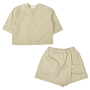 【再値下】【SALE】[キッズ]ノーカラージャケットキュロットセットアップ　ベージュ