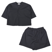 【再値下】【SALE】[キッズ]ノーカラージャケットキュロットセットアップ　ベージュ