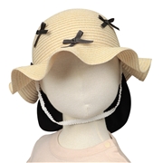【SALE】[48・50cm]ひらひらハット　洗えるたためる　リボンいっぱい　ブラック