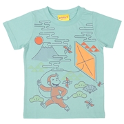 【再値下】【SALE】[ベビー]半袖Ｔシャツ　おさるのジョージ　和柄　サックス