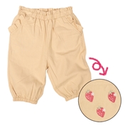【再値下】【SALE】[ベビー]７分丈パンツ　ポケット刺しゅう　ベージュ
