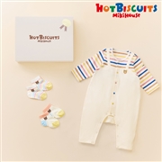 [ギフト] カバーオール＆ソックスセット【BOX付き】 マルチカラー　[ミキハウス　ホットビスケッツ]
