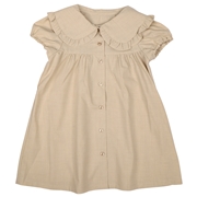 【SALE】[キッズ]半袖ワンピース　大襟　ベージュ