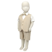 【SALE】[ベビー]半袖シャツ＆ベスト＆ハーフパンツ３点セット　ベージュ